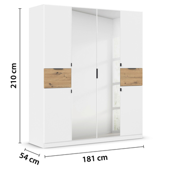 Šatní skříň TICAO II alpská bílá/dub artisan, šířka 181 cm 4