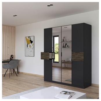 Šatní skříň TICAO II metalická šedá/dub atlantic tmavý, šířka 181 cm 1