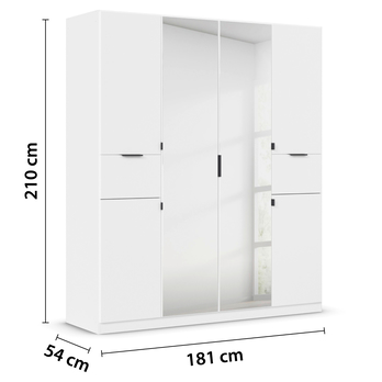 Šatní skříň TICAO II alpská bílá, šířka 181 cm 4