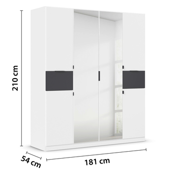 Šatní skříň TICAO II alpská bílá/metalická šedá, šířka 181 cm 4
