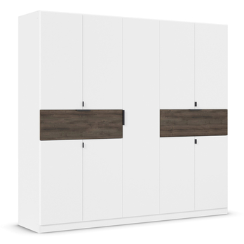 Šatní skříň TICAO III alpská bílá/dub atlantic tmavý, šířka 226 cm 3
