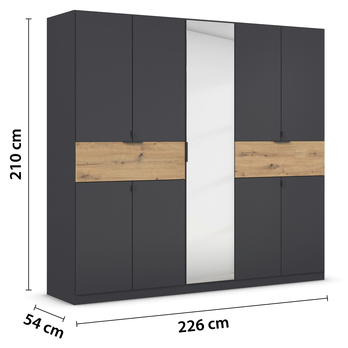 Šatní skříň TICAO IV metalická šedá/dub artisan, šířka 226 cm 4