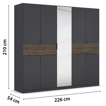 Šatní skříň TICAO IV metalická šedá/dub atlantic tmavý, šířka 226 cm 4