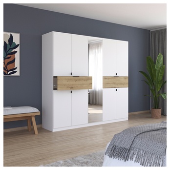 Šatní skříň TICAO IV alpská bílá/dub artisan, šířka 226 cm 1