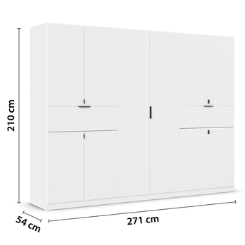 Šatní skříň TICAO V alpská bílá, šířka 271 cm 4