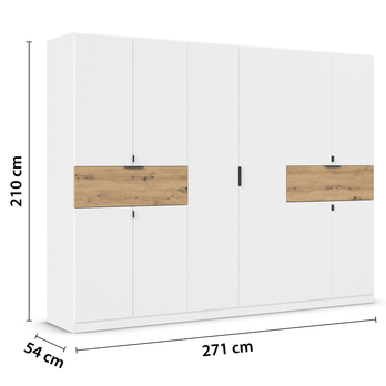 Šatní skříň TICAO V alpská bílá/dub artisan, šířka 271 cm 5