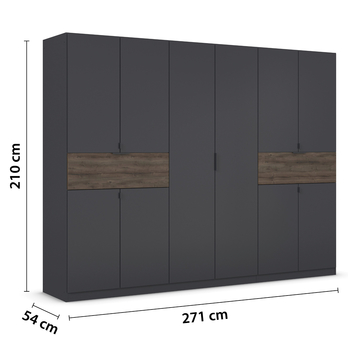 Šatní skříň TICAO V metalická šedá/dub atlantic tmavý, šířka 271 cm 5