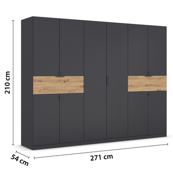 Šatní skříň TICAO V metalická šedá/dub artisan, šířka 271 cm 5