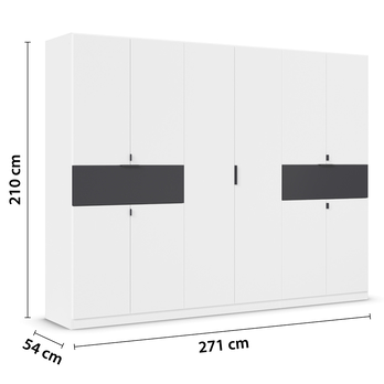 Šatní skříň TICAO V alpská bílá/šedá metalická, šířka 271 cm 4