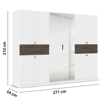 Šatní skříň TICAO VI alpská bílá/dub atlantic tmavý, šířka 271 cm 4