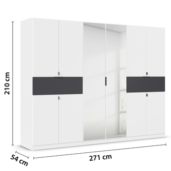 Šatní skříň TICAO VI alpská bílá/metalická šedá, šířka 271 cm 4