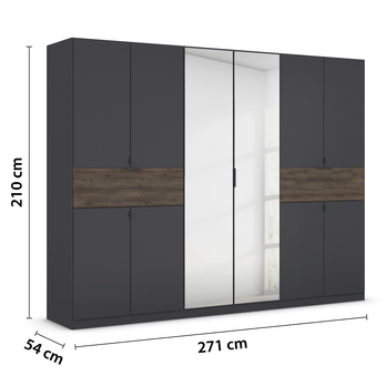 Šatní skříň TICAO VI metalická šedá/dub atlantic tmavý, šířka 271 cm 4