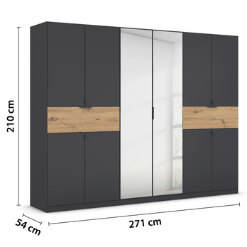 Šatní skříň TICAO VI metalická šedá/dub artisan, šířka 271 cm 4