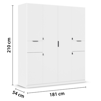 Šatní skříň TICAO alpská bílá, šířka 181 cm 4