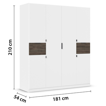 Šatní skříň TICAO alpská bílá/dub atlantic tmavý, šířka 181 cm 5