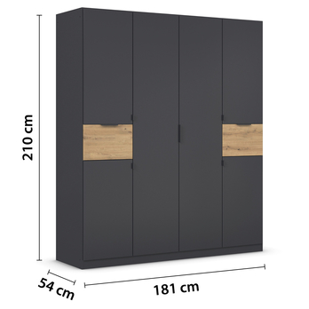 Šatní skříň TICAO metalická šedá/dub artisan, šířka 181 cm 5