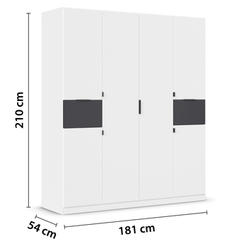 Šatní skříň TICAO alpská bílá/metalická šedá, šířka 181 cm 4
