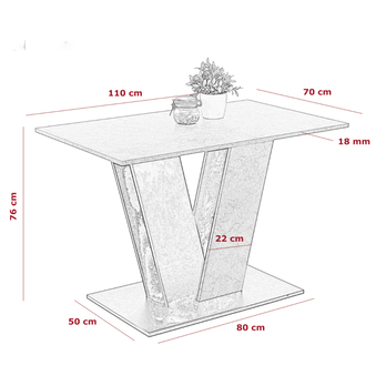 Jídelní stůl TIERA beton tmavý/černá 5