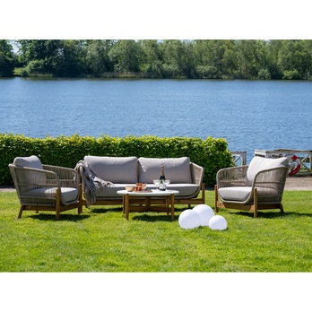 Zahradní stolek TIRROCANO přírodní/bílá, průměr 85 cm 1