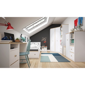 Regál TODI alpská bílá/dub vicenza, šířka 85 cm 3