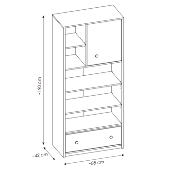 Regál TODI alpská bílá/dub vicenza, šířka 85 cm 4