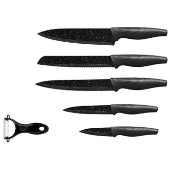 Sada nožů 5ks a škrabka  TORO černá/mramor 1