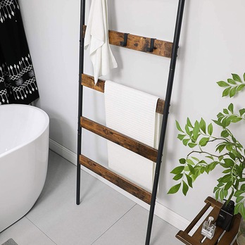 Žebříkový věšák TOWEL černá/hnědá 4