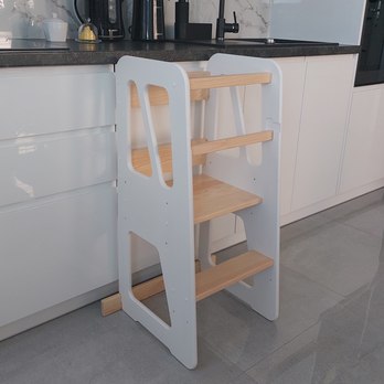 Učící věž TOWER 1 bílá/přírodní 2