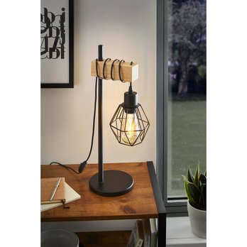 Stolní lampa TOWNSHEND 5 černý kov/světlé dřevo 1
