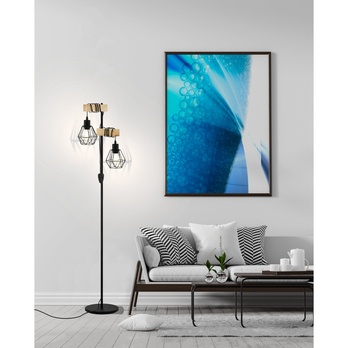 Stojací lampa TOWNSHEND 5 černý kov/světlé dřevo 1