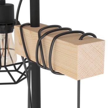 Stojací lampa TOWNSHEND 5 černý kov/světlé dřevo 3