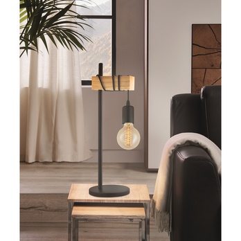 Stolní lampa TOWNSHEND černý kov/světlý dub 1