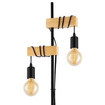 Stojací lampa TOWNSHEND černý kov/světlý dub 2