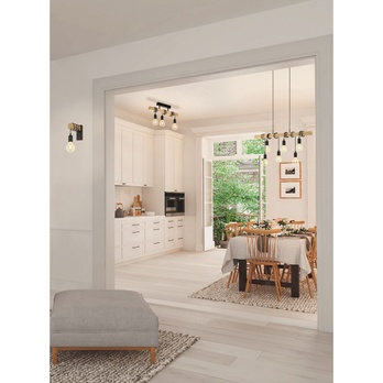 Závěsné svítidlo TOWNSHEND černý kov/světlý dub, šířka 100 cm 1