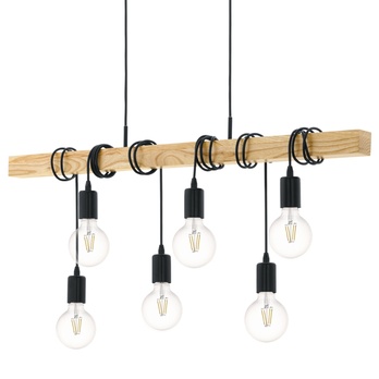 Závěsné svítidlo TOWNSHEND černý kov/světlý dub, šířka 100 cm 2