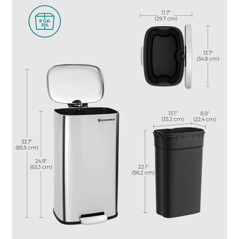Odpadkový koš TRASH nerez, 30 l 6