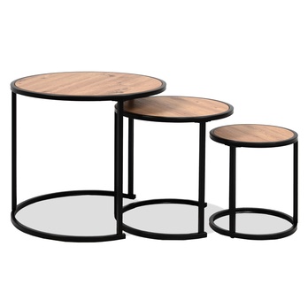 Sada přístavných stolků TRELLEBORG dub artisan/černá, set 3 ks 2