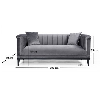 Pohovka TRENDY tmavě šedá, šířka 190 cm 4