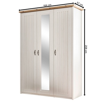 Šatní skříň TRIENT pinie/dub artisan, 3 dveře, 1 zrcadlo 3