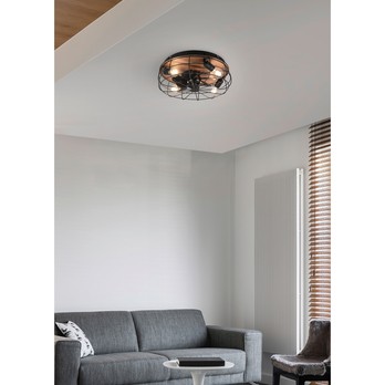 Stropní svítidlo s ventilátorem TRONDHEIM světlé dřevo/černý kov 2
