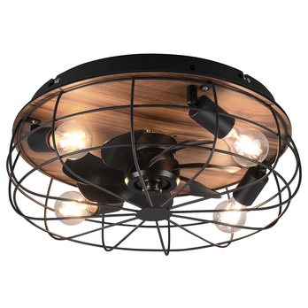 Stropní svítidlo s ventilátorem TRONDHEIM světlé dřevo/černý kov 3