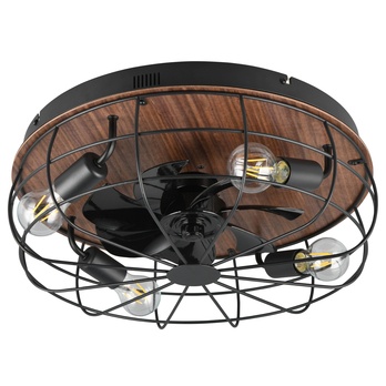 Stropní svítidlo s ventilátorem TRONDHEIM světlé dřevo/černý kov 4
