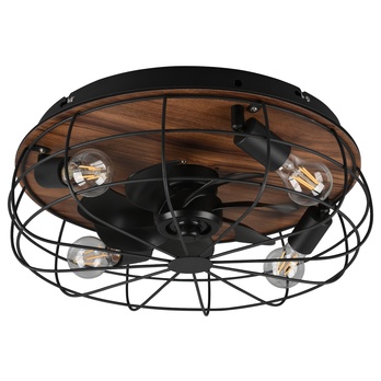 Stropní svítidlo s ventilátorem TRONDHEIM světlé dřevo/černý kov 5
