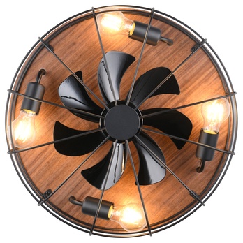 Stropní svítidlo s ventilátorem TRONDHEIM světlé dřevo/černý kov 6