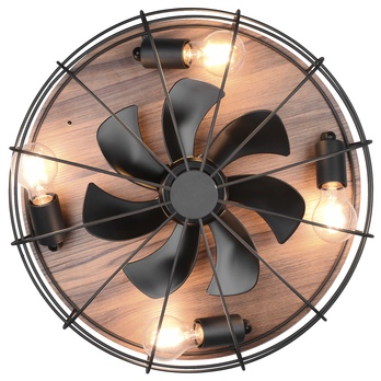 Stropní svítidlo s ventilátorem TRONDHEIM světlé dřevo/černý kov 7