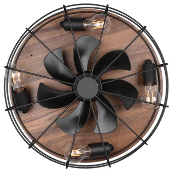 Stropní svítidlo s ventilátorem TRONDHEIM světlé dřevo/černý kov 9