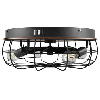 Stropní svítidlo s ventilátorem TRONDHEIM světlé dřevo/černý kov 10