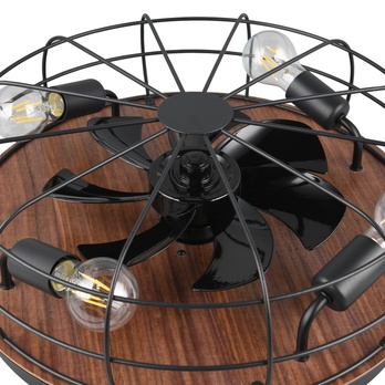 Stropní svítidlo s ventilátorem TRONDHEIM světlé dřevo/černý kov 11