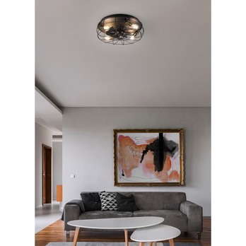 Stropní svítidlo s ventilátorem TRONDHEIM černý kov 1