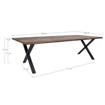 Jídelní stůl TUELUN hnědá/černá, šířka 300 cm 4
